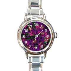 Purple  Rose Vampire Round Italian Charm Watch by snowwhitegirl