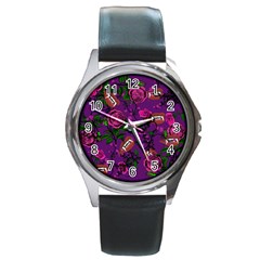 Purple  Rose Vampire Round Metal Watch by snowwhitegirl