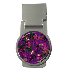 Purple  Rose Vampire Money Clips (round)  by snowwhitegirl