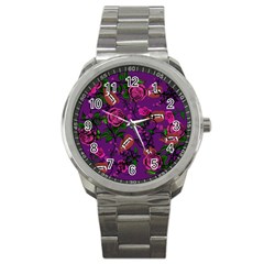 Purple  Rose Vampire Sport Metal Watch by snowwhitegirl