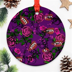 Purple  Rose Vampire Round Ornament (two Sides) by snowwhitegirl