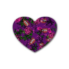 Purple  Rose Vampire Rubber Coaster (heart)  by snowwhitegirl