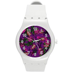 Purple  Rose Vampire Round Plastic Sport Watch (m) by snowwhitegirl