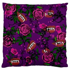 Purple  Rose Vampire Large Cushion Case (one Side) by snowwhitegirl