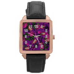 Purple  Rose Vampire Rose Gold Leather Watch  by snowwhitegirl