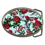 Light Blue Rose Vampire Belt Buckles Front