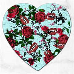 Light Blue Rose Vampire Jigsaw Puzzle (heart) by snowwhitegirl