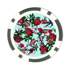 Light Blue Rose Vampire Poker Chip Card Guard