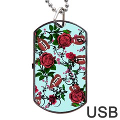 Light Blue Rose Vampire Dog Tag USB Flash (One Side)