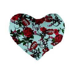 Light Blue Rose Vampire Standard 16  Premium Heart Shape Cushions by snowwhitegirl