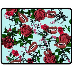 Light Blue Rose Vampire Double Sided Fleece Blanket (Medium) 