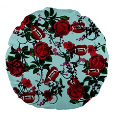 Light Blue Rose Vampire Large 18  Premium Flano Round Cushions