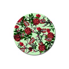 Green Rose Vampire Magnet 3  (round) by snowwhitegirl