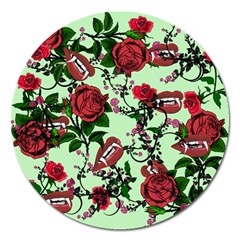 Green Rose Vampire Magnet 5  (round) by snowwhitegirl