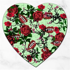 Green Rose Vampire Jigsaw Puzzle (heart) by snowwhitegirl