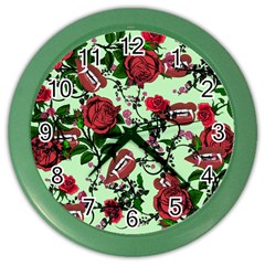 Green Rose Vampire Color Wall Clock by snowwhitegirl