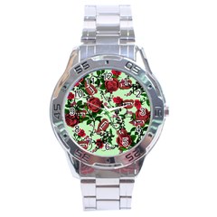 Green Rose Vampire Stainless Steel Analogue Watch by snowwhitegirl