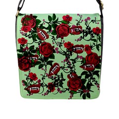 Green Rose Vampire Flap Closure Messenger Bag (l) by snowwhitegirl