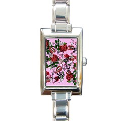 Pink Rose Vampire Rectangle Italian Charm Watch