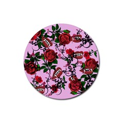 Pink Rose Vampire Rubber Coaster (Round) 