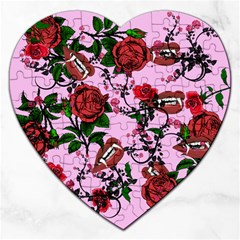 Pink Rose Vampire Jigsaw Puzzle (heart) by snowwhitegirl