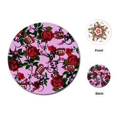 Pink Rose Vampire Playing Cards (Round) 