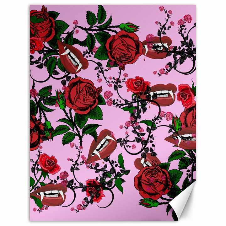 Pink Rose Vampire Canvas 12  x 16  