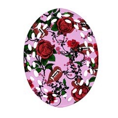 Pink Rose Vampire Oval Filigree Ornament (Two Sides)