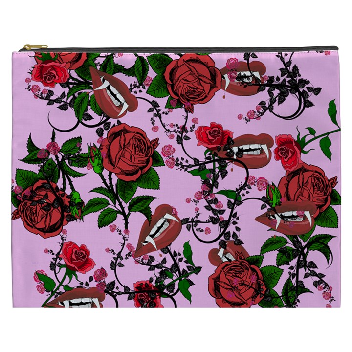 Pink Rose Vampire Cosmetic Bag (XXXL)