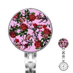 Pink Rose Vampire Stainless Steel Nurses Watch