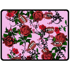 Pink Rose Vampire Double Sided Fleece Blanket (Large) 