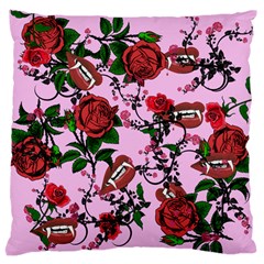 Pink Rose Vampire Large Flano Cushion Case (Two Sides)