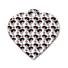 Redhead Girl Pattern Dog Tag Heart (two Sides) by snowwhitegirl