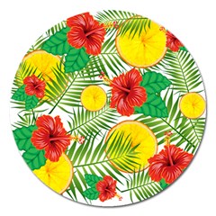 Orange Tropics Magnet 5  (round) by snowwhitegirl