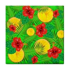 Orange Tropics Green Tile Coasters by snowwhitegirl