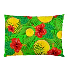 Orange Tropics Green Pillow Case by snowwhitegirl