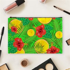 Orange Tropics Green Cosmetic Bag (large) by snowwhitegirl