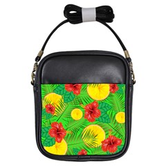 Orange Tropics Green Girls Sling Bag by snowwhitegirl