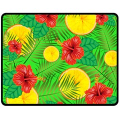 Orange Tropics Green Fleece Blanket (medium)  by snowwhitegirl