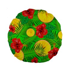 Orange Tropics Green Standard 15  Premium Round Cushions by snowwhitegirl