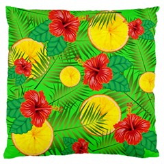 Orange Tropics Green Large Flano Cushion Case (one Side) by snowwhitegirl