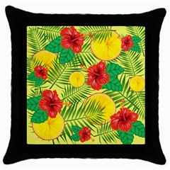 Orange Tropics Yellow Throw Pillow Case (black) by snowwhitegirl