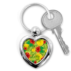 Orange Tropics Yellow Key Chains (heart)  by snowwhitegirl