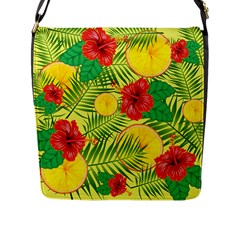 Orange Tropics Yellow Flap Closure Messenger Bag (l) by snowwhitegirl