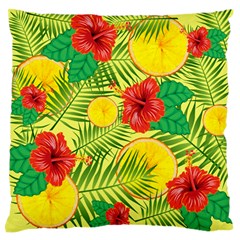 Orange Tropics Yellow Large Flano Cushion Case (two Sides) by snowwhitegirl