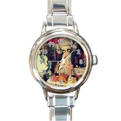 Happy Holidays Round Italian Charm Watch