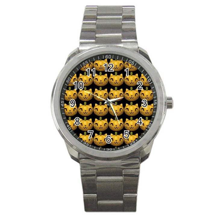 Cat Pumpkin Sport Metal Watch