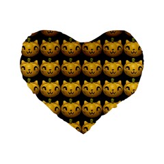 Cat Pumpkin Standard 16  Premium Flano Heart Shape Cushions