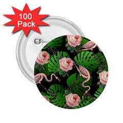 Flamingo Floral Black 2 25  Buttons (100 Pack)  by snowwhitegirl