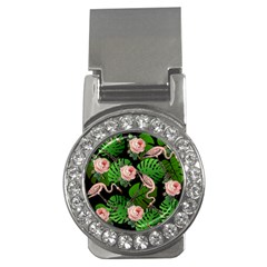 Flamingo Floral Black Money Clips (cz) 